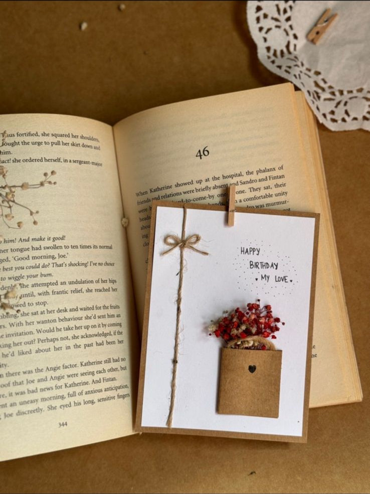 Handcrafted birthday greeting card with gift box and star design, personalized keepsake gift