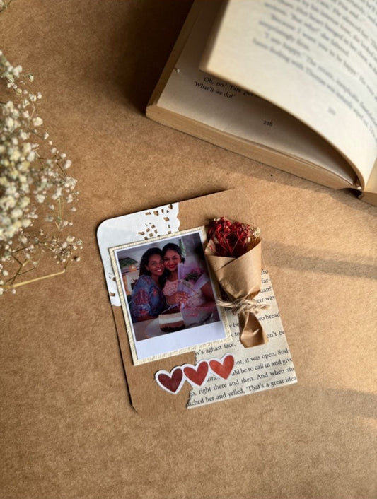 Handcrafted cute greeting card with floral design and decorative elements, personalized keepsake gift