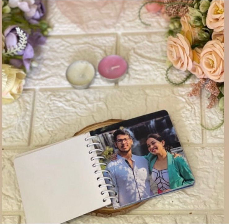 Handcrafted mini photo book with customizable photos, decorative keepsake gift with flowers